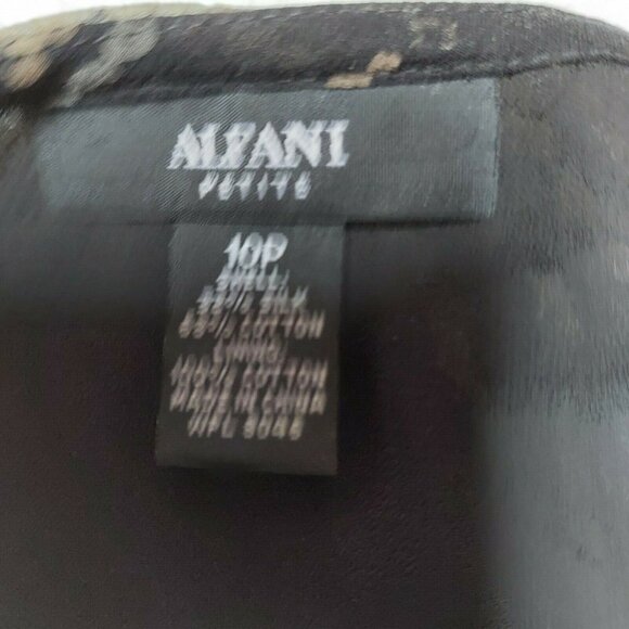 Alfani Petite Women 10P Silk Black Gold Sequin Blouse & Flared Skirt Set 2-Piece - Picture 12 of 12